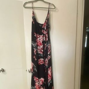 Lulus Size M wrap maxi dress. Black and floral.